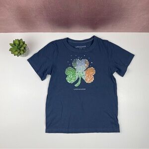 Life Is Good Blue Green Shamrock Saint Patrick's Day Short Sleeve Tee Shirt XXL